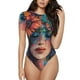thumbnail image 1 of Balery Bohemian Colorful Flower Woman Body de cuello redondo de manga corta para mujer Tops de manga corta Tops básicos-Medium, 1 of 7