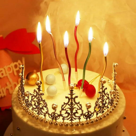 Assorted Color Spiral Birthday Candles, Birthday Candles Spiral Cake Candles, for Wedding Party And Cake Decoration, Gold