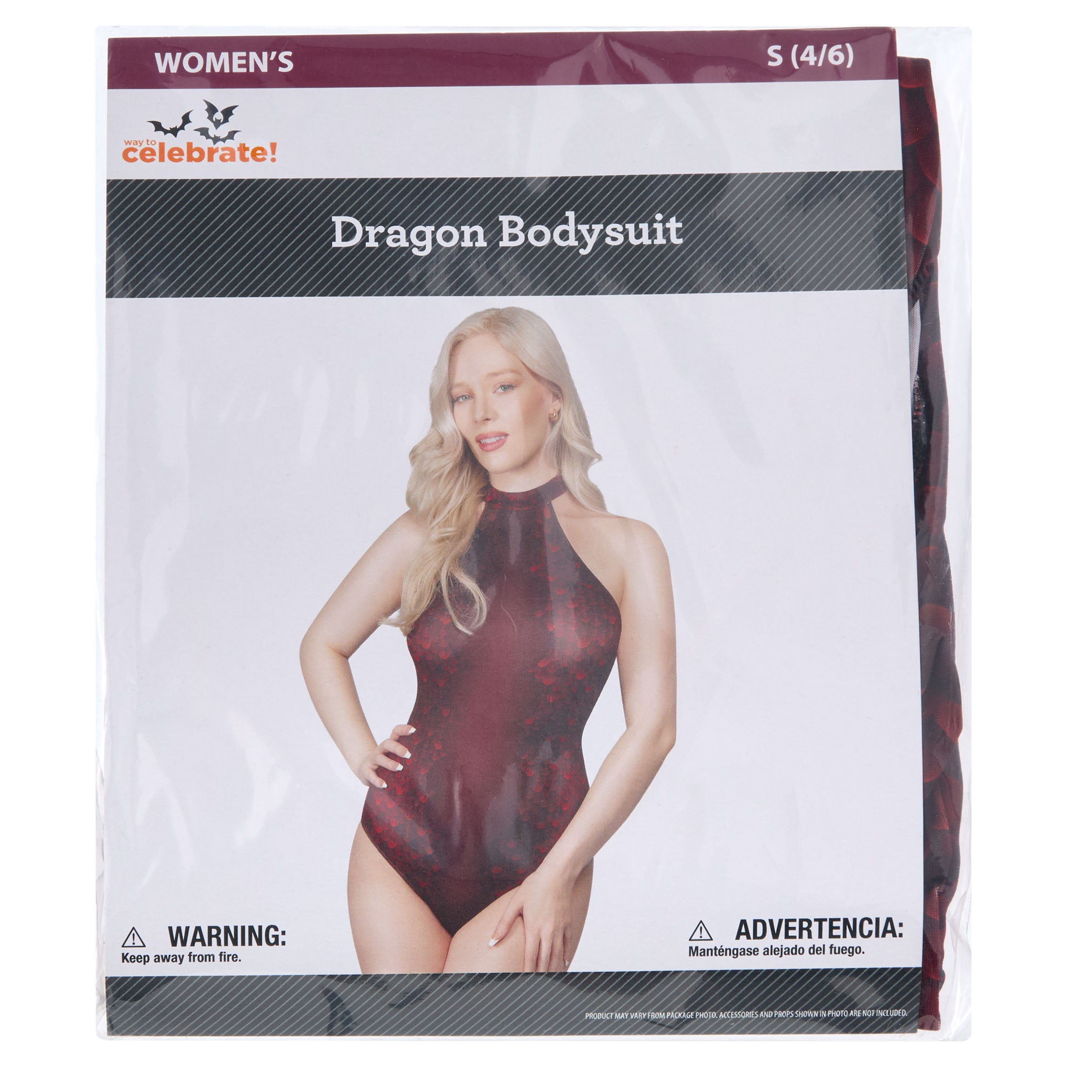 Dragon Bodysuit Costume Accessory for Adults, Red, S (4/6), Halloween by Way To Celebrate