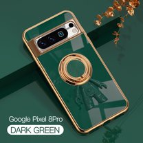 SaniMore for Google Pixel 8 Pro 2023 Case, Lens Protection Electroplating Silicone Magnetic 3D Dimensional Astronaut Cover with Car Mount & Ring Kickstand Shockproof Protective Shell, Darkgreen