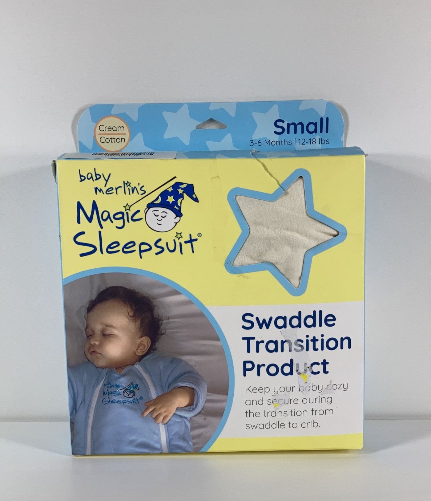 Open Box Baby Merlin's Magic Sleepsuit, Small 3-6 Months, Cotton, Cream
