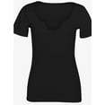 thumbnail image 3 of Women Tops V Neck Shirts Short Sleeve Casual Ribbed Slim Fitted T Shirts for Summer, 3 of 7