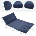 thumbnail image 7 of Folding Lazy Sofa, Fabric Chaise Lounge Sofa with Adjustable 5 Reclining Positions, Modern Thicken Floor Double Foldable Floor Sofa Bed with 2 Pillows for Small Space Living Room Bedroom, Navy Blue, 7 of 7
