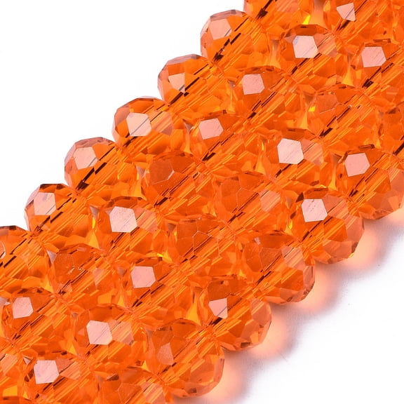 Glass Beads Strands Faceted Rondelle Dark Orange 8x6mm Hole: 1mm about 60~62pcs/strand 39~40cm
