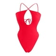 thumbnail image 5 of XUELUO Womens One-Piece Swimsuits Solid Color Sexy Cut Out Backless Monokini Swimsuit Swimwears Sportwear,Red,S, 5 of 5