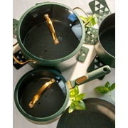Thyme & Table 12-Piece Ceramic Non-Stick Granite Collection, Non-Toxic Cookware Set, Pots and Pans Set - Hunter Green
