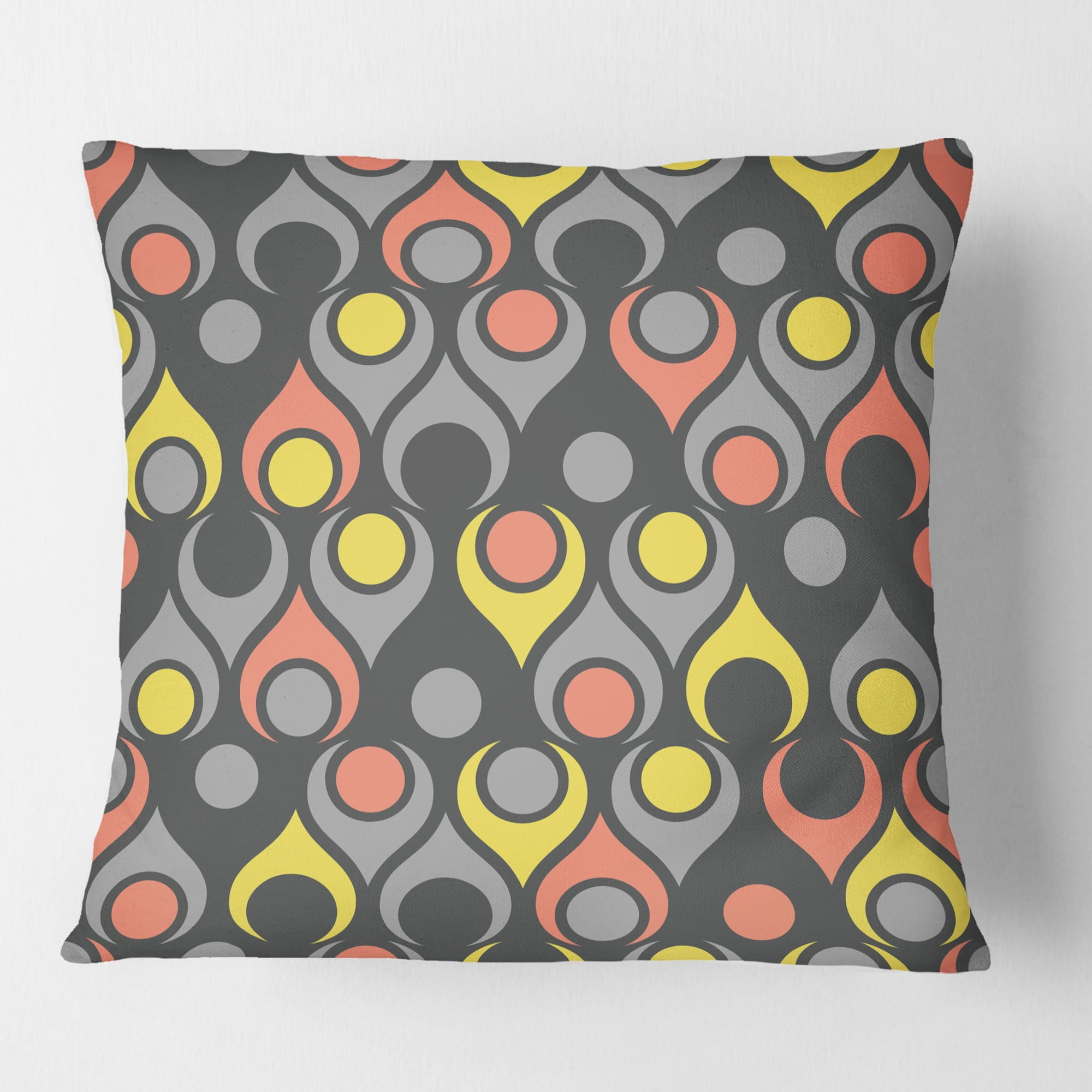 Designart Retro Abstract Drops I' Mid-Century Modern Throw Pillow - 18x18