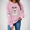 thumbnail image 4 of Funny Halloween Hoodies for Women Long Sleeve Graphic Sweatshirts with Pockets Ghost Cute Fleece Lined Sweat Shirts Purple, M, 4 of 4