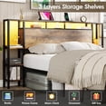 thumbnail image 4 of VEANERWOOD Full Size Bed Frame with 3-Tier Storage Shelves, 2 Drawers & Headboard, Metal Platform Bed with Charging Station & LED Lights, No Box Spring Needed, 4 of 8