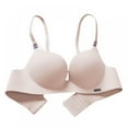 thumbnail image 1 of Wuffmeow Explosion Style French British Ice Silk Bra Set One-piece Thick Cup Girls Gathered On The Tray Without Steel Ring Lingerie,Beige,38A/38B, 1 of 8