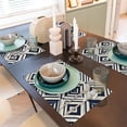 thumbnail image 6 of Linen Placemat With 18×12in Double Stitching Is Effectively Insulated And Foldable For Family Hotel Picnic Trips Navy Geometric Patterns_4 Four Pieces, 6 of 8