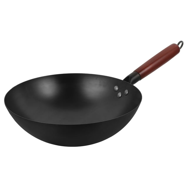 Nitriding Process Wok Nonstick Black Iron for Health-conscious Users 1Pcs 11.8in