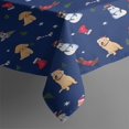 thumbnail image 3 of Dark Blue Christmas Dog and Snowman Pattern Rectangle Tablecloth 60"x84",Waterproof Polyester Rectangle Table Cloth, Wipeable Spillproof Polyester Tablecloth for Dining, Camping, Indoor and Outdoor, 3 of 5
