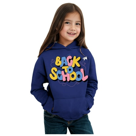 

Bjutir Toddler Girls Sweatshirts Kids Boys Autumn Winter School Season Kindergarten Letter Printed Long Sleeve Hoodie Warm Comfortable Tops Childrens Clothing Blue 3-4 Years