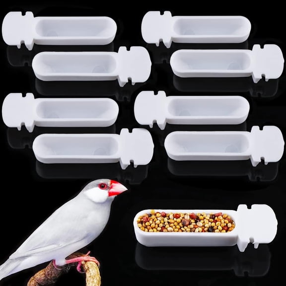 10 Pack Small Bird Plastic Food Cup Convenient Hanging Food Feeder Box for Canary Finch Small Size Bird
