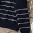 thumbnail image 4 of Otqutp Kids Boys Stripe Knit Pullover Stripe Long Sleeve Soft Warm Pullover Teens Back to School Zip-Up Sweater Size 7-16 Years, 4 of 8
