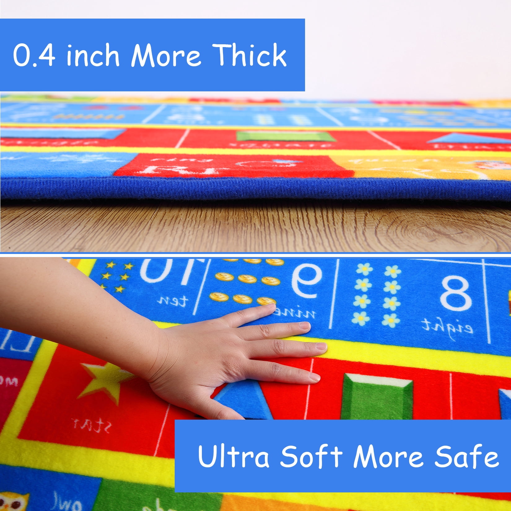 ChaoLink ABC Educational Area Rug Kids Rugs for Playroom Alphabet Numbers Classroom Rugs Learning Baby Playroom Mat Carpet for Children Bedroom Nursery Playroom ClassroomB