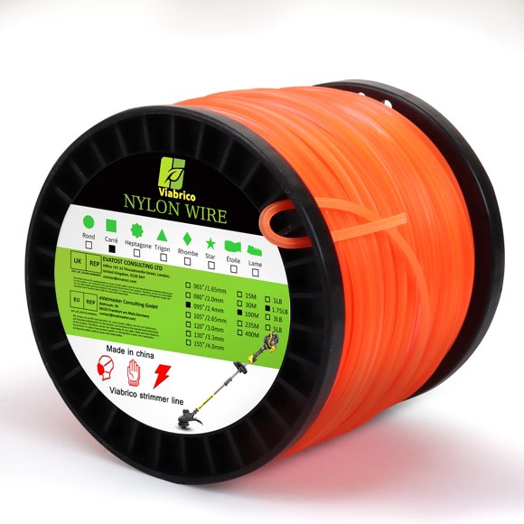 Línea de nylon para desbrozadora VIABRICO 2,4 mm 100 m naranja
