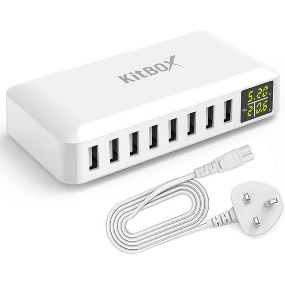 USB C Charging Station,8-Port 40W/8A USB Charger Station,Multi Ports USB-A Charging Hub with LED Display, Compact Desktop Charger for Multiple Devices, IOS,Android and Tablet