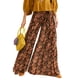thumbnail image 1 of VISgogo - Pantalones palazzo con cinturón para mujer, pantalones de playa sueltos bohemios de cintura alta con estampado floral/a cuadros/cachemira VISgogo moda, 1 of 4