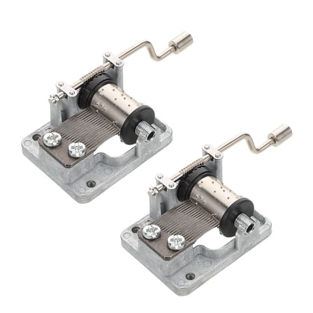 OFFIGAM 2Pcs DIY Music Box Parts Hand Crank Mechanism Silver Metal Eight Tone Music Movement