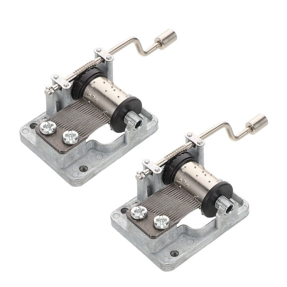 OFFIGAM 2Pcs DIY Music Box Parts Hand Crank Mechanism Silver Metal Eight Tone Music Movement