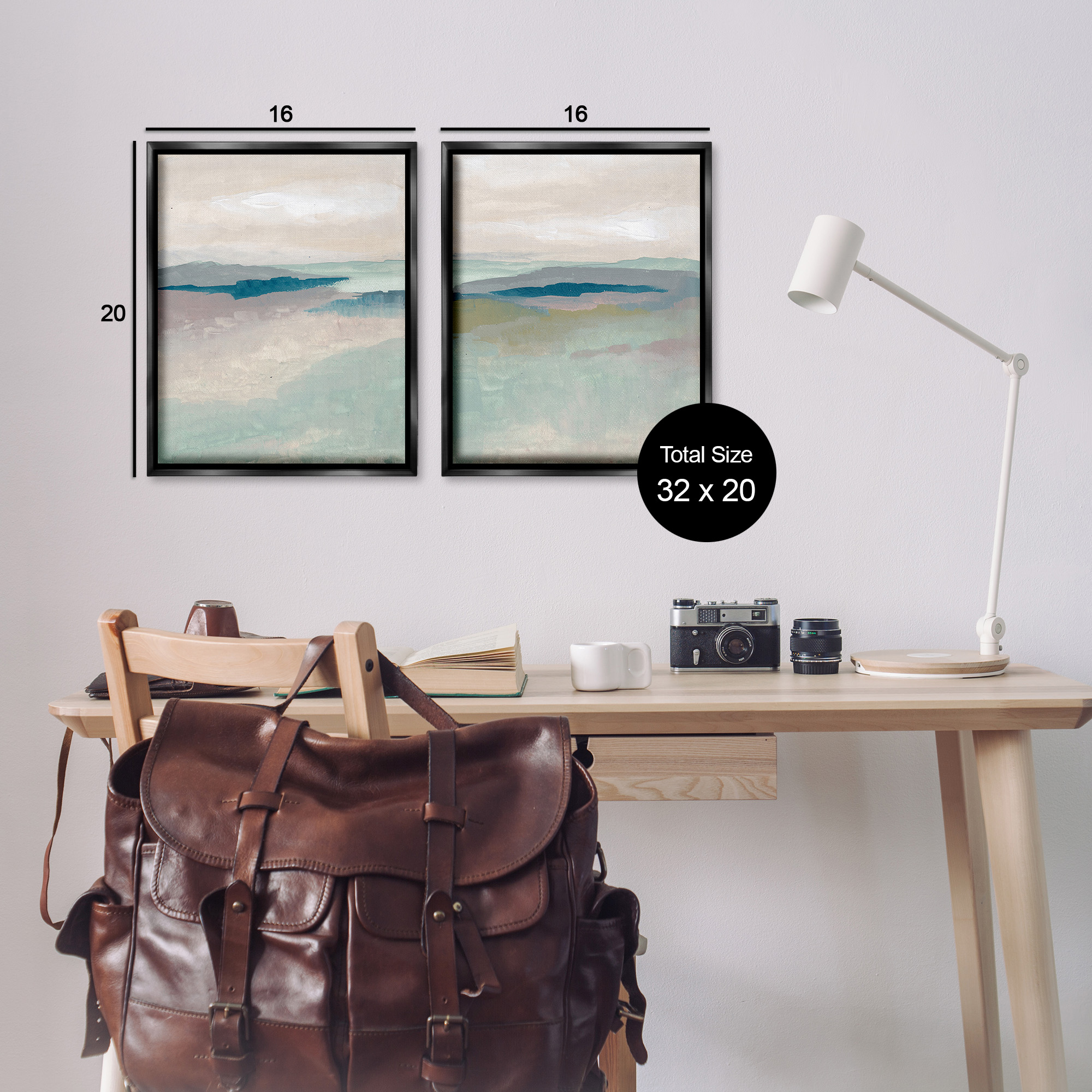 Stupell Industries Soft Abstract Terrain Landscape Painting Black Floater Framed Canvas Art Print Wall Art, 17 x 21, Set of 2