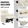 thumbnail image 4 of White Modern Swivel Recliner Chair with Wide Wale Corduroy Upholstery and Manual Recline, 4 of 9