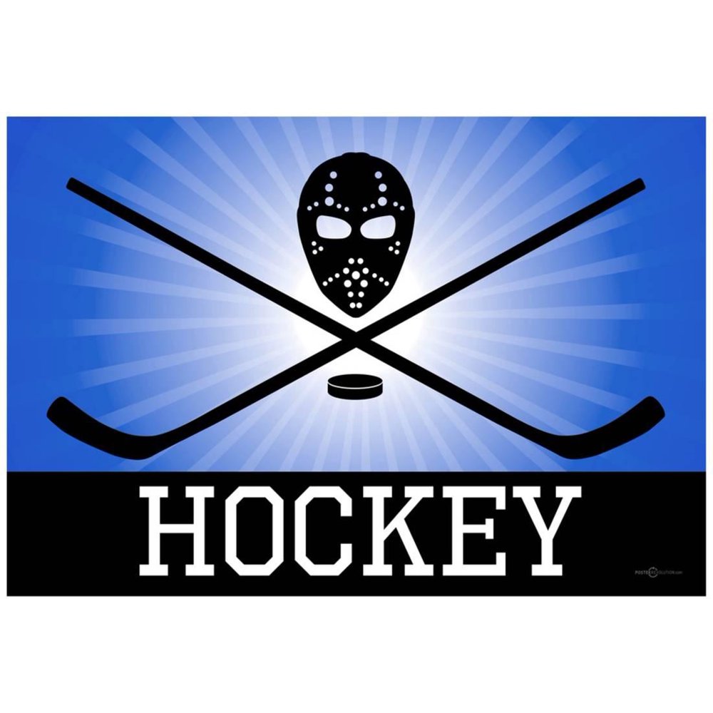 Hockey Blue Sports Poster 19x13