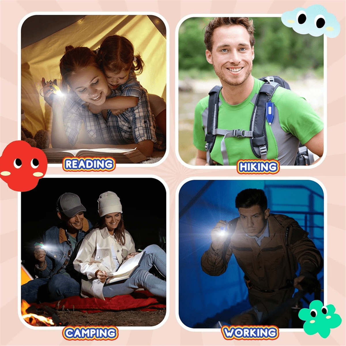 100 Pcs Mini Keychain Flashlight LED Flashlight Keychain for Emergency Hiking Camping Favors Outdoor Equipment