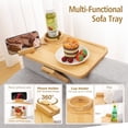 thumbnail image 3 of Kssiaz Couch Arm Tray  Bamboo Sofa Tray Table for Couch  Sofa Armrest Tray Table  -Slip Armrest Organizer  Foldable Couch Cup Holder for Snacks  Phone  Control  Cups  Natural, 3 of 8