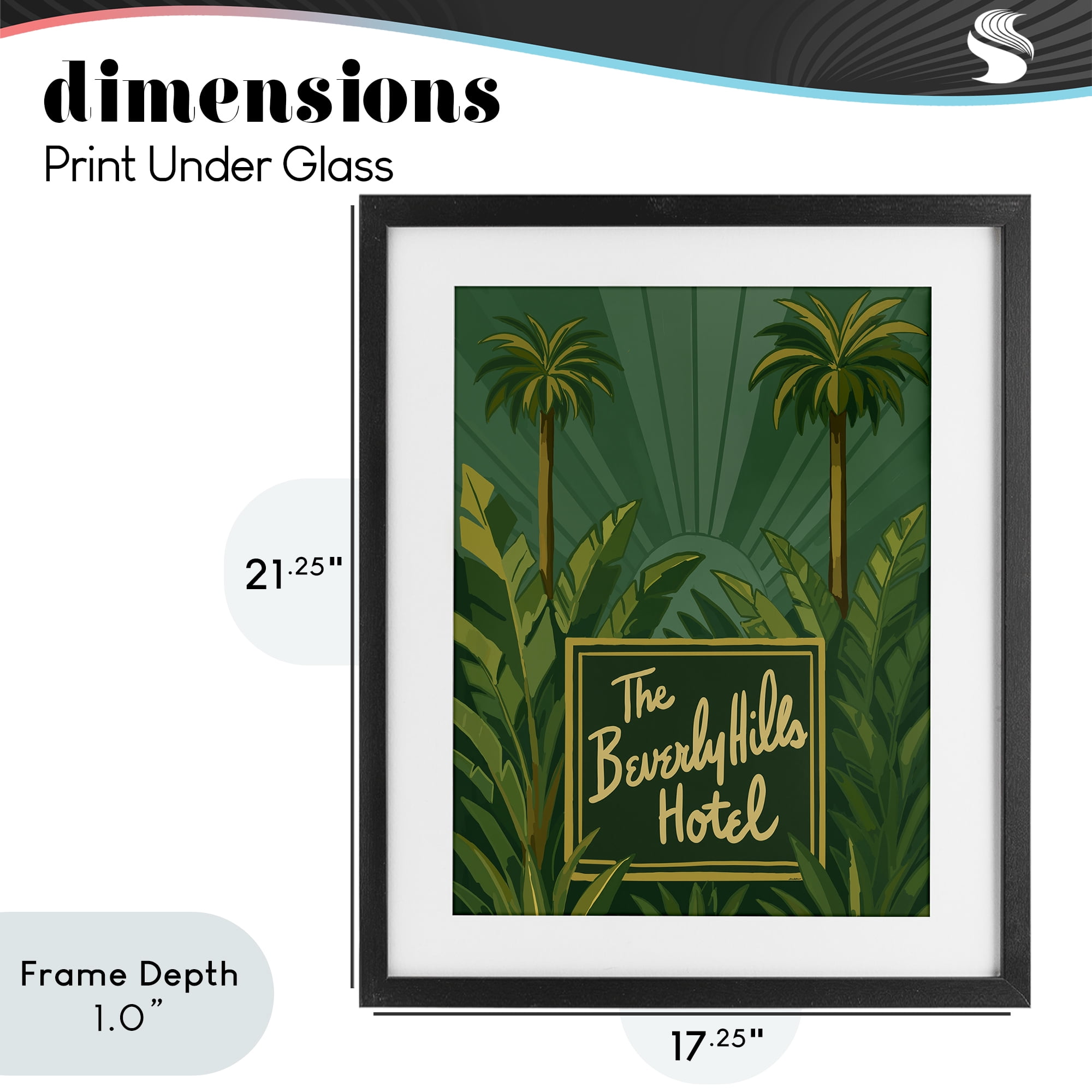 Stupell Industries Retro Beverly Hills Hotel Black Framed Print Under Glass, design by Amelia Noyes