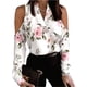 thumbnail image 2 of Tops Para Mujer Camisas de Manga Larga Blusas Con Hombros Descubiertos Cuello en V Jersey Estampado Odeerbi ODB153482, 2 of 8