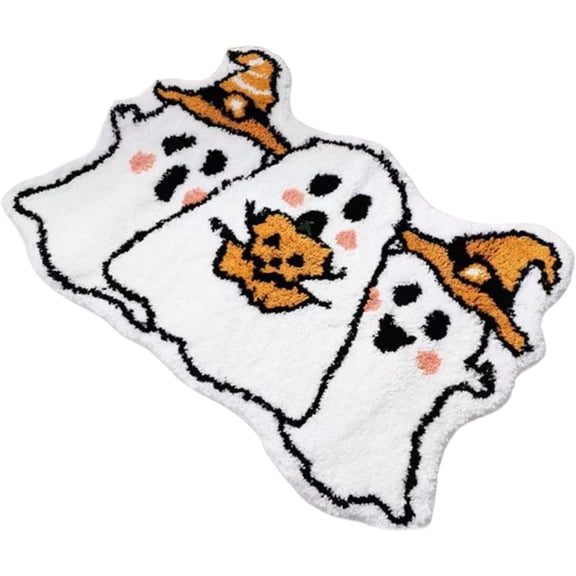 Halloween Bath Mat 15.8 x 23.6 in Non Slip Ghost Rug, Soft Bathroom Floor Rug Decor