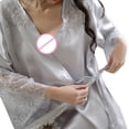 thumbnail image 2 of Women Satin Kimono Robe Lingerie Nightgown Sleepwear Silk Bathrobe Nightwear, 2 of 3
