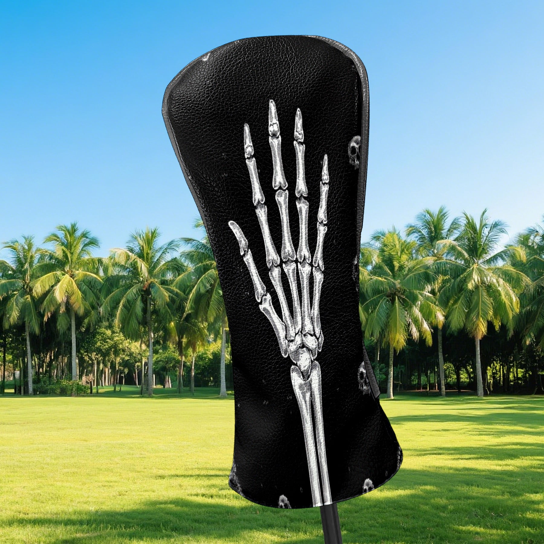 Golf Club Covers PU Leather Waterproof Head Covers for Fairway Woods Hybrids Hand Bones