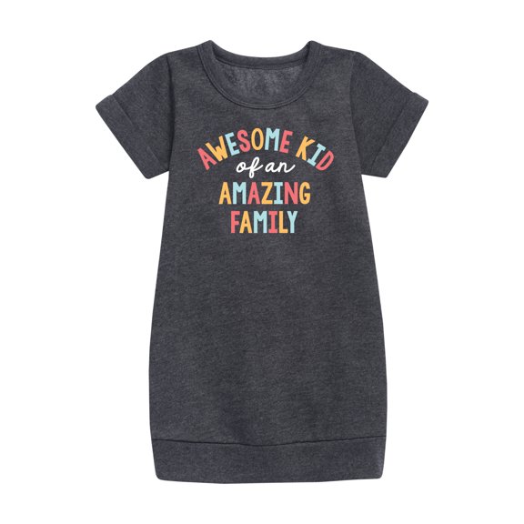 Instant Message - Awesome Kid of an Amazing Family - Toddler & Youth Girls Fleece Dress