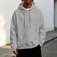 thumbnail image 2 of JIAYUE Men Hooded Sweatshirt Oversize Solid Color Long Sleeve Drawstring With Pocket Hoodie for Outdoor Workout, 2 of 8