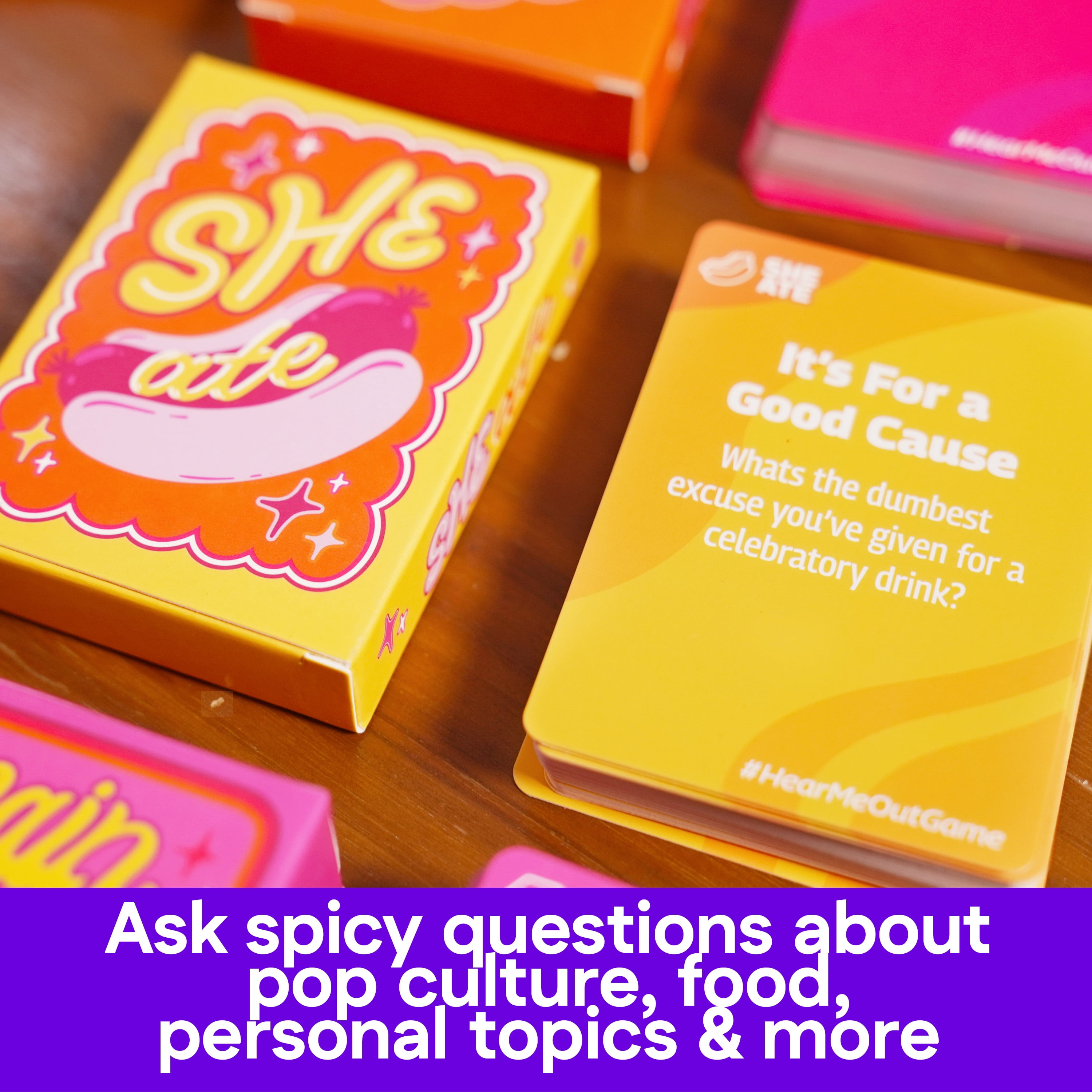 Spin Master Games, Hear Me Out – Defend Hot Takes with Deeply Unserious Questions & Deeply Serious Opinions, Bachelorette Party, Galentine's Day Party, Adult Card Game, 3-6 Players, for Ages 18 & Up
