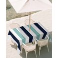 thumbnail image 2 of Outdoor Tablecloth with Umbrella Hole, Turquoise Navy Blue Striped Spillproof Waterproof Outdoor Table Cover, Farmhouse Stripe Art Patio Tablecloths for Party Picnic Camping, Rectangle 60"x120", 2 of 9