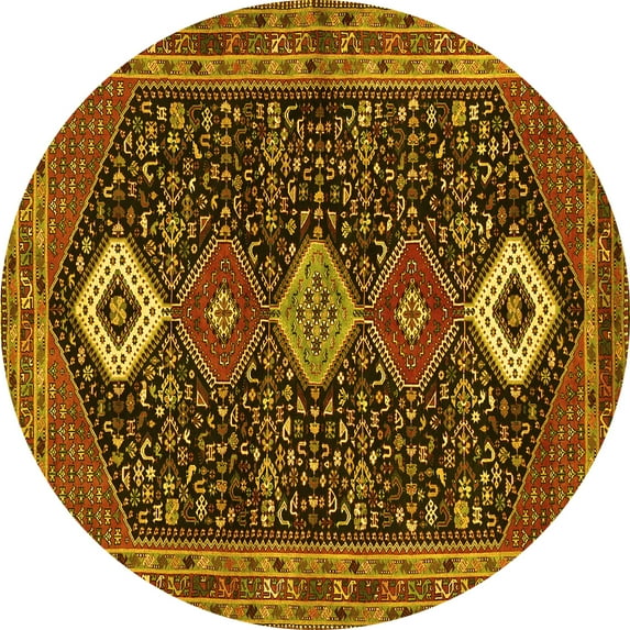 Ahgly Company Indoor Round Persian Yellow Traditional Area Rugs, 8' Round