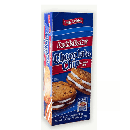 Little Debbie Double Decker Chocolate Chip Creme Pies, 6 Pack Snack Cakes