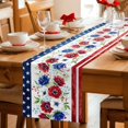 thumbnail image 5 of Independence Day Table Runner 72 Inches, American Flag Vintage Red Blue Flowers Bed Runner Dresser Scarves Tabletop for Indoor Outdoor Parties/Ceremony/Banquet, 18" x 72", 5 of 9