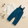 thumbnail image 2 of UAYOTSE Baby Boys 2‑Piece Collared Shirt & Overalls Set, Long‑Sleeve Button Shirt with Overalls Trousers, Casual Outfit for Infant Daily Wear Size 0-3 Months, 2 of 7