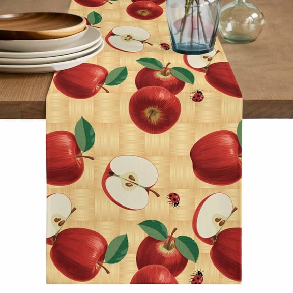 Table Runner 60 Inches Long for Kitchen Dining, Farmhouse Apples Dresser Scarf Farmhouse, Dining Table Decorations for Wedding/Parties, Country Tropical Fruits Watercolor 13 x 60 In