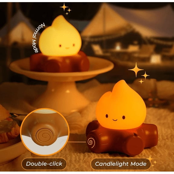 Campfire Light with White Noise, Sleep Aid Night Light for Kids, Portable Rechargeable Funny Cozy Camping Night Light for Room Decor, Cute Gifts , Halloween and Christmas Decorative Gift for Kids