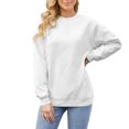 thumbnail image 2 of Pulls d'Automne pour Femmes Élégants T-Shirt à Manches Longues Col Rond Confortable Ample Grande Taille Blanc TTG, 2 of 4