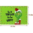 thumbnail image 4 of Linen Grinchmas Placemats Set of 4 Merry Christmas Table Mats Green Elf Winter Holiday Party Decorations for Home Kitchen Table Supply (Green, 12" x 18"), 4 of 6