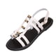 thumbnail image 1 of Sandalias de Playa Negras para las Mujeres Hebilla de Metal Cuero Patente Hueco Fuera Mochilas Planas Verano, Sandalias Planas Negras para las Mujeres, 1 of 8