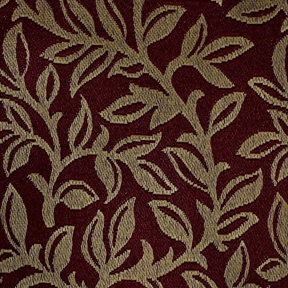 Decora Furnishings Leaves Design Jacquard Material Polyester-Cotton Fabric Blend for Upholstery, Window Treatments, Craft - Width 54 inches - Fabric by The Yard (Maroon)
